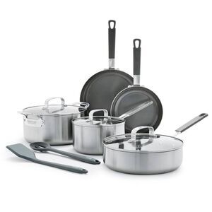 Open Box - Bobby Flay -  10pc Stainless Steel Cookwar Stainless Steel